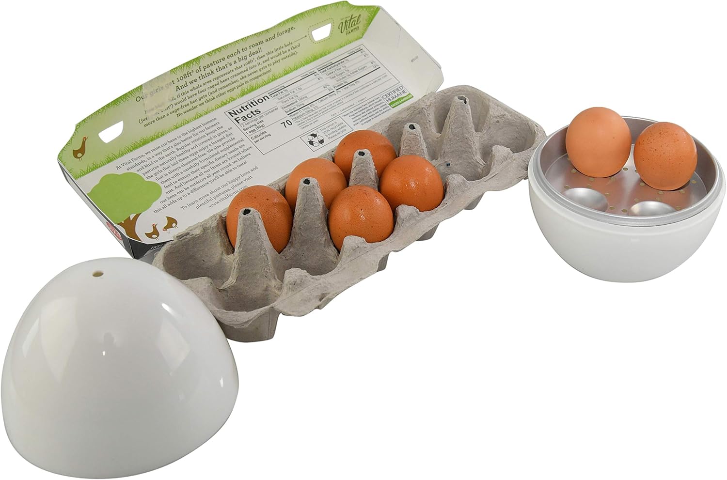 HOME-X Jumbo Microwave Egg Boiler with Lid, Holds 4 Eggs