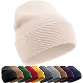 Cotton Beanie Hat for Women Men, Double Warm Knit Winter Hats, Fisherman Slouchy Ski Cuffed Beanies Skull Cap