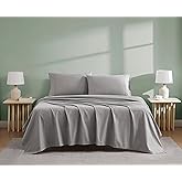 Linen Closet 100% Organic Cotton Queen Sheet 4 piece Set-Soft Percale Weave, Crisp, Cool Soft & Durable Breathable Bed Sheets, Deep Pockets Fit Mattresses up to 18"- Dark Gray