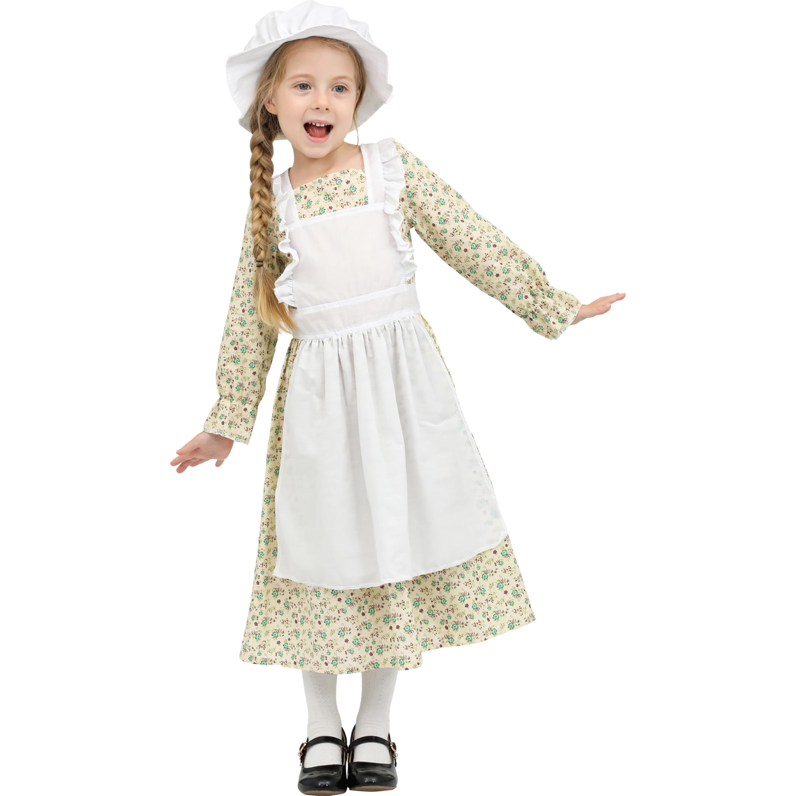 Sincere Party Girl's Victorian Costume Cotton Dress World Book Day Week Girl's Fancy Dress Floral L8-10