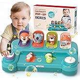 Usrela Montessori Toys for 1 Year Old Boy Girl, Baby Toys 12-18 Months, Cause & Effect Interactive Pop up Animal Toy with Mus