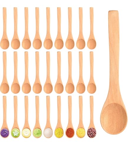 Lot De 6 Cuillères à Œufs Et Glace En Bois D'Olivier 11 Cm - Ustensiles Bébé Et Tout-Petits Naturels