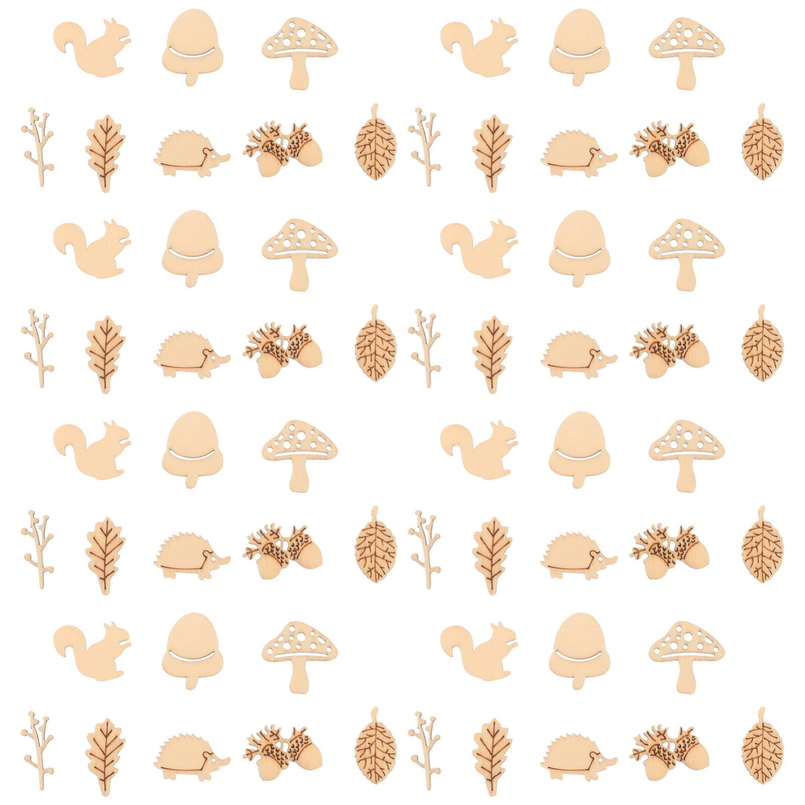 Garneck 50 Pieces of Mini Wood Slices Unfinished Wooden Slices of Animals and Plants, Ideal for Christmas DIY Art Craft Projects, As Well As Embellishments and Ornaments