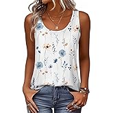 Zeagoo Womens Tank Tops Flowy Loose Fit Scoop Neck Casual Summer Tops Curvy Hem