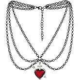 GYRMMUE Gothic Layered Necklace for Women,Vintage Black Teardrop/Moon/Bat/Cross Choker Punk Vampire Bead Choker Necklaces Witchy Jewelry Accessories for Halloween