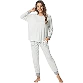 NACHILA Pajamas for Women-Viscose Made from Bamboo,Long Sleeve Pajama Sets Crew Neck Pj with Joggers Pants Soft 2 Piece Pjs