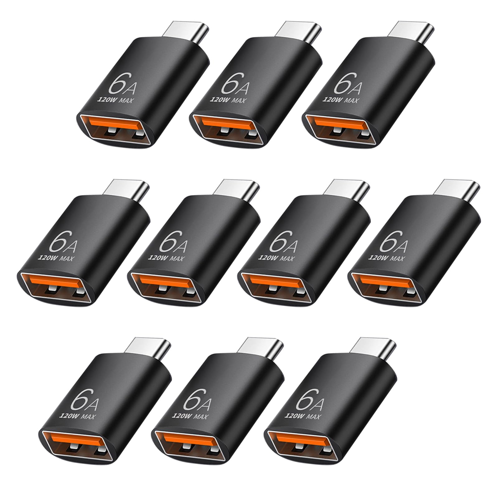 Photo 1 of 10 Pack 10Gbps/120W USB C to USB3.1 Adapter,Black Type C Male to USB Female Adapter for Smartphone, PC, Laptop, Tablet, Keyboard etc.