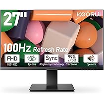 koorui 27インチ　165hz KOORUI 27 Inch Gaming Monitor FHD 1080p 165Hz Monitor IPS 90