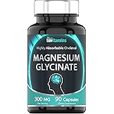 tnvitamins Magnesium Glycinate 300mg, 90 Capsules | High Absorption Chelated Magnesium for Sleep, Calm & Muscle Support* | No