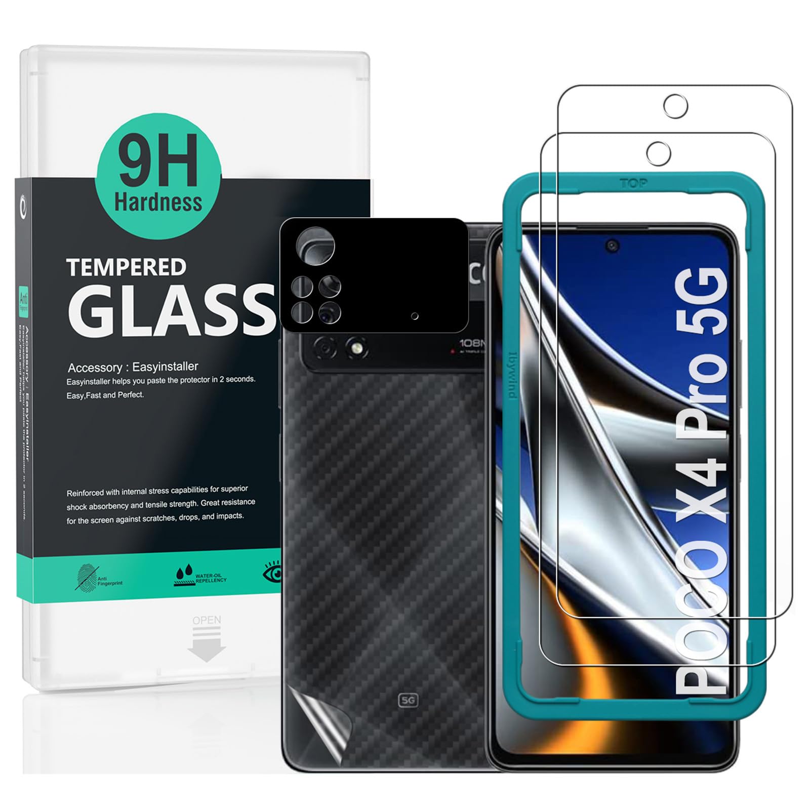 Ibywind Screen Protector For Xiaomi Poco X4 Pro 5G 6.67"[2 Pack],9H Hardness Tempered Glass,With 1Pc Camera Lens Protector,Easy to Install