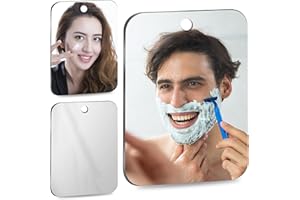 quegau 2 Pack Shatterproof Shower Mirror for Shaving(Small,6''x4''), Unbreakable Deluxe Plexiglass Makeup Travel Camping Mirror,Handheld Small Mirror,Shaving Mirror for Shower,Bathroom Camp