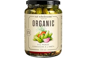 Eat Wholesome Organic Garlic Dill Pickles, 750ml - Naturally Fermented, Crunchy, No Preservatives, Non-GMO, Vegan, Glass Jar
