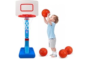 JUGANA Toddler Basketball Hoop Indoor for Age 1-3, Adjustable Kids Basketball Hoop, Mini Basketball with 4 Balls for Outdoor Poolside, Birthday Christmas Sport Toys Gift for Baby Boys Girls Age 1 2 3 4