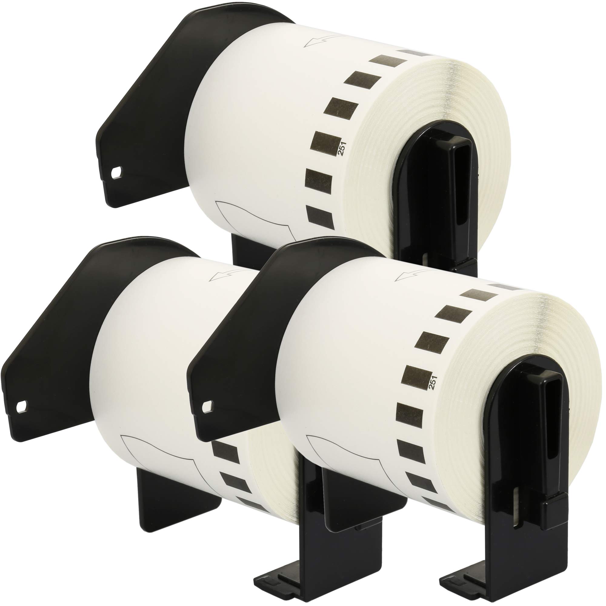 3 Compatible Rolls DK22251 DK-22251 62mm x 15.24m Continuous Labels for P-Touch QL-800 QL-810W QL-820NWB, Red and Black on White