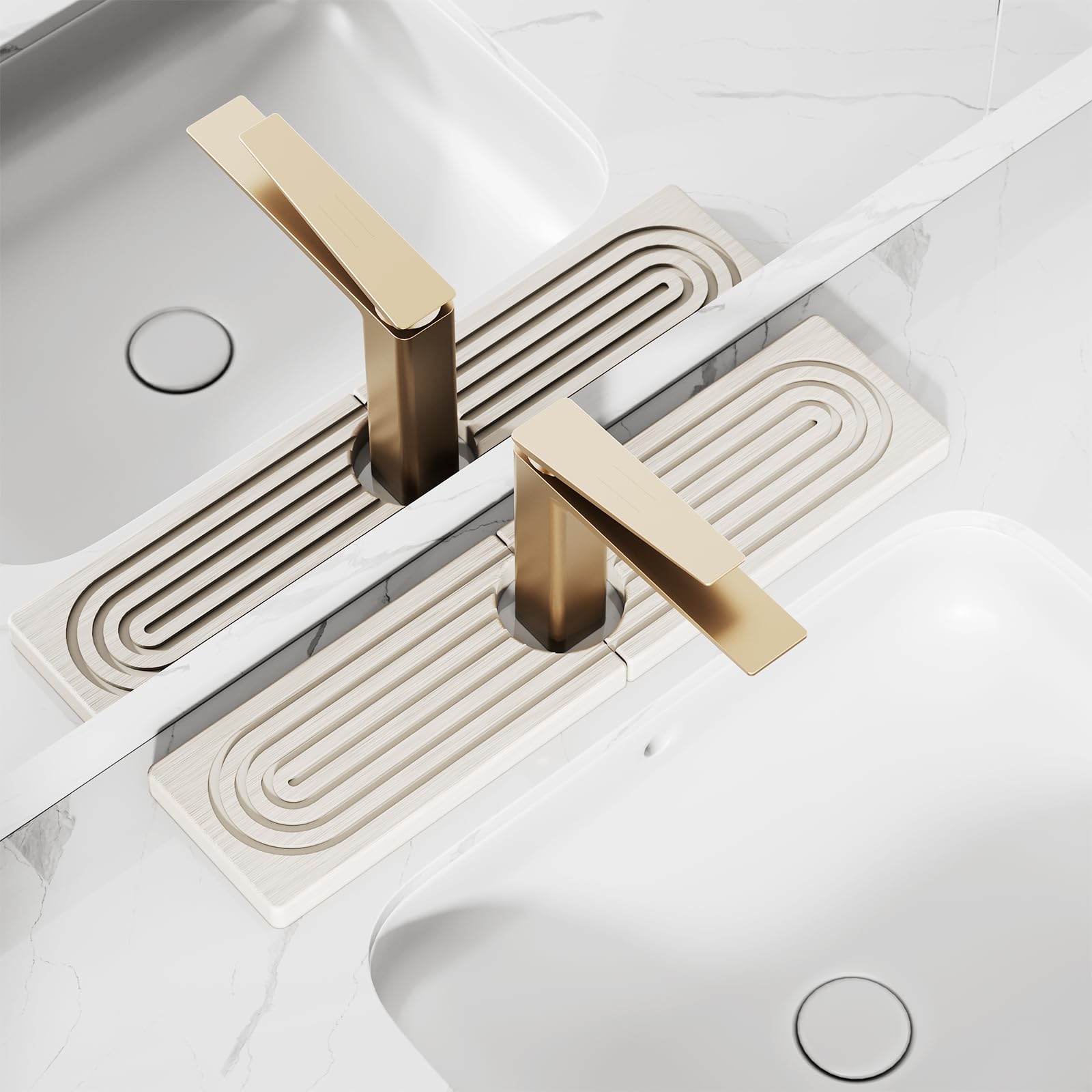 Photo 1 of 20''x4.8''Long Stone Faucet Mat for Kitchen Sink,Diatomite Quick Dry Kitchen Sink Splash Guard,Drying Stone Sink Tray,Super Absorbent,Sink Stone Quick Dry Around Faucet For Bathroom Counter-White