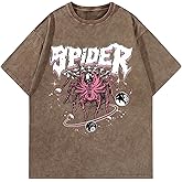 AugYew Graphic Tees Streetwear Tshirts Vintage Unisex Cotton Acid Washed Oversized T-Shirts Summer Clothes Tops for Men Women