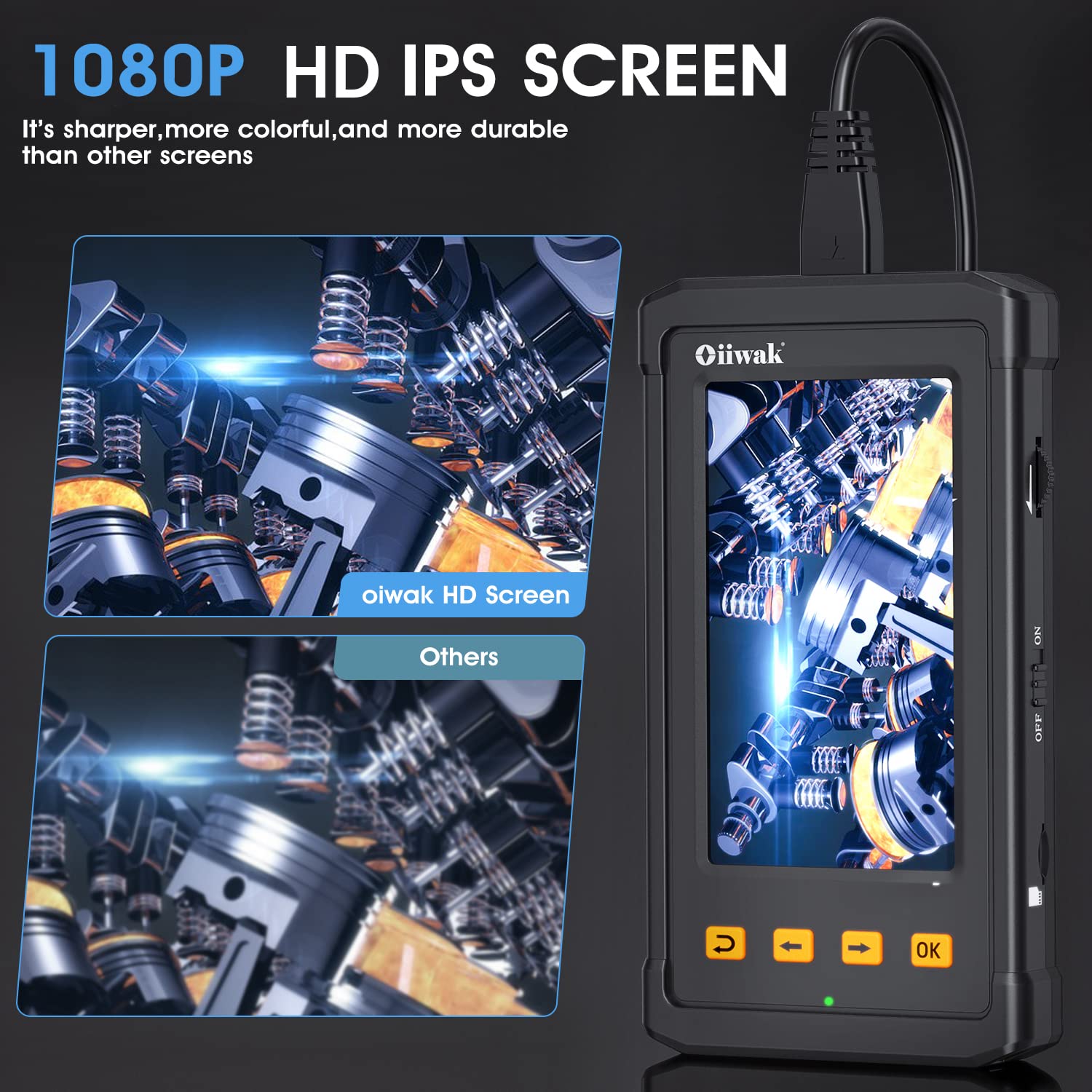 50FT Endoscope Inspection Camera, Oiiwak Borescope Camera for Pipe