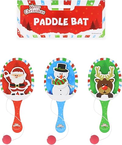 HENBRANDT Wooden Christmas Paddle Bat and Ball Game Kids Unisex Party Favor
