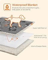 Feandrea Waterproof Dog Blanket Sherpa Fleece 127x101 cm Grey view 3