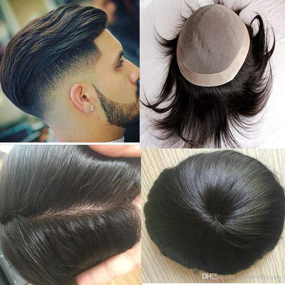 Verbier Normal Monofilament Human Hair Patch Men Wig Hair System