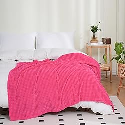 Puncuntex Flannel Fleece Throw Blanket Hot Pink