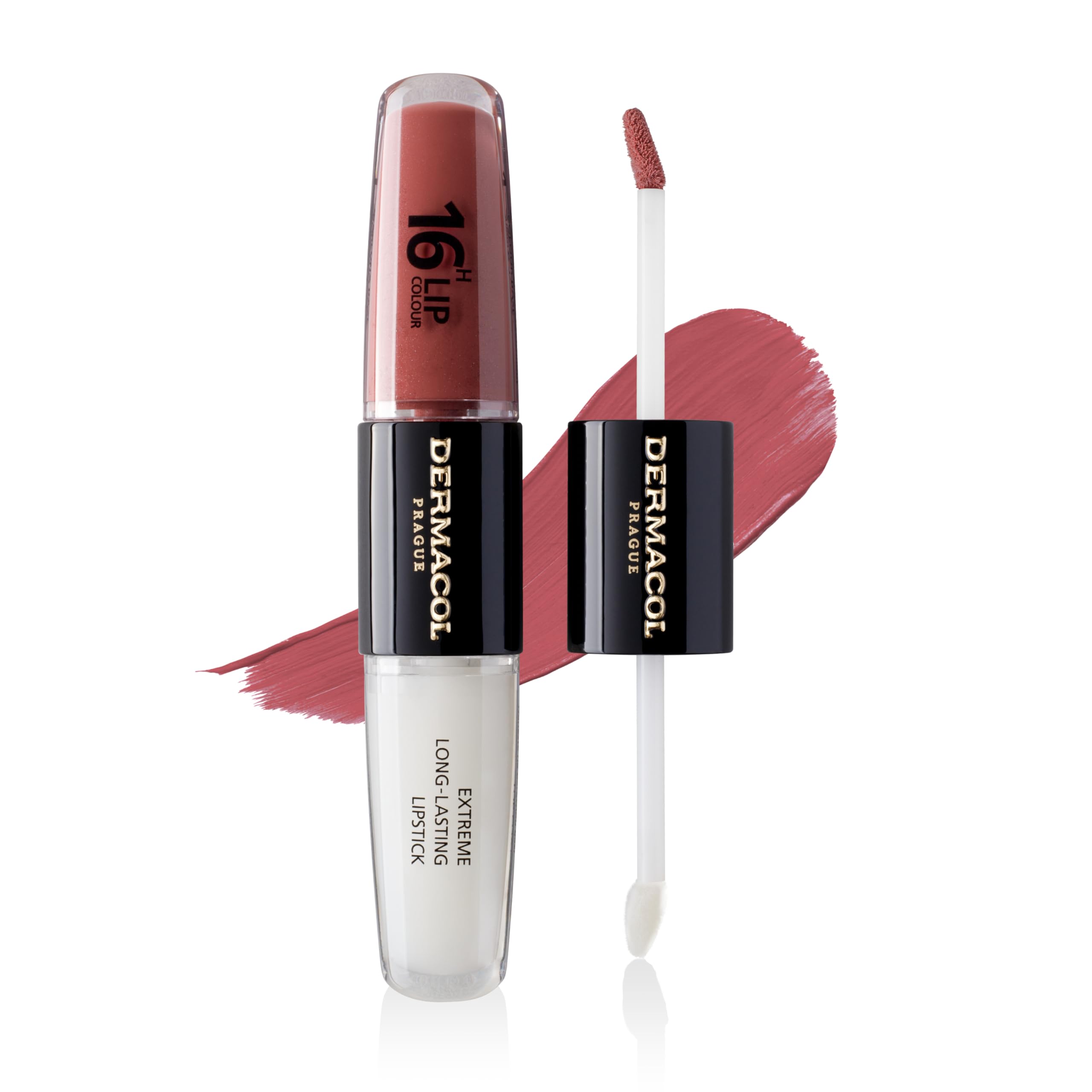 NEW Dermacol - 16-Hour Lip Colour, Highly Pigmented Glossy Lip Stain, Two-Phase Lip Plumper Gloss, Kissproof Lip Makeup Products with Matte and Glitter Finish, n.33