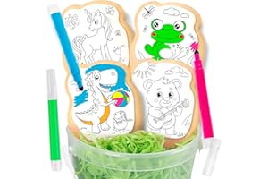 OMCOOKIE Cookie Decorating kit for Kids Activity Cookies Decorating Kit Coloring Gift For Kids boys girls Food | 4 Jumbo Cookies + 3 Edible Markers | Individually Wrapped Unicorn Dinasour Frog Teddy Bear