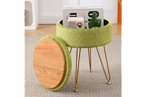 Cpintltr Velvet Storage Ottoman Round Footrest Stool Multifunctional Upholstered Ottoman Modern Accent Vanity Stools Tray Top Coffee Table Suitable for Living Room Bedroom Entryway Macha Green