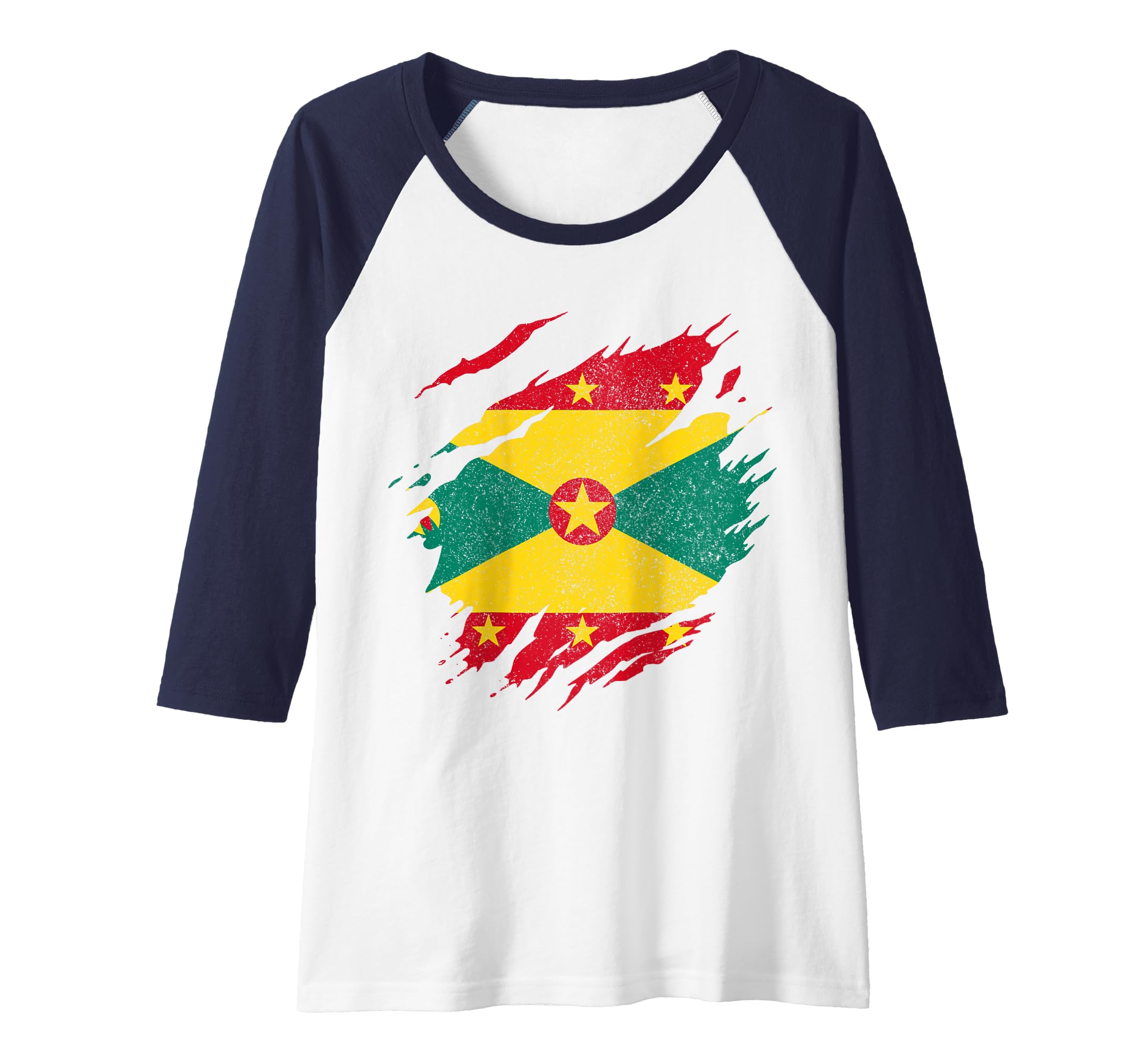 Grenada Flag Vintage Caribbean Souvenir Raglan Baseball Tee