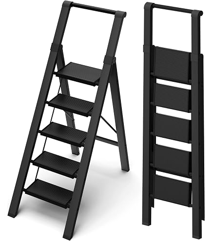 6-Step Heavy Duty Folding Ladder – Non-Slip Wide Steps Steel Stool For Kitchen, Garage, Workshop & Home Use