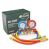 Hong Sen AC Gauge Set with 3FT Hoses, HVAC Gauges