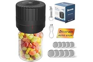 DICORAIN Electric-Mason-Jar-Vacuum-Sealer, Automatic Wide Mouth and Regular Mouth Mason Jar Vacuum Sealer Kit, VP06+ Vaccum Sealer for Jars with Opener & 5 Pairs of Lids