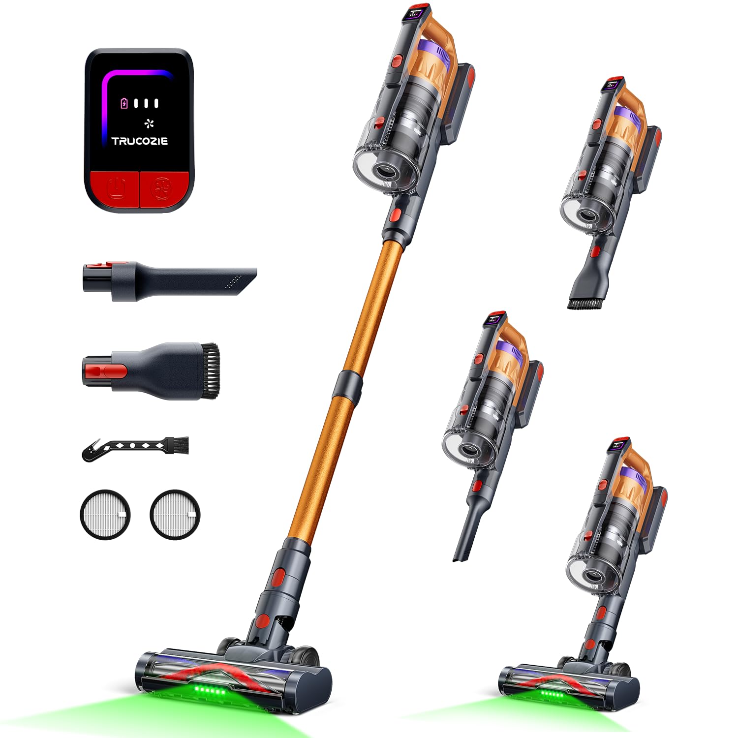 Photo 1 of Cordless Vacuum Cleaner for Home, Upgraded 60Kpa Powerful Suction Pet Hair Vacuum with 70min Runtime, Green LED Light for Hardwood Floors & Carpet, Self-Standing Rechargeable Stick Vacuum