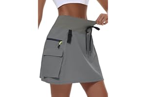 MIVEI Women's Hiking Cargo Skort Skirt High Waisted Golf Dressy Casual with Zipper Pockets Workout Sport Quick Dry Skirts