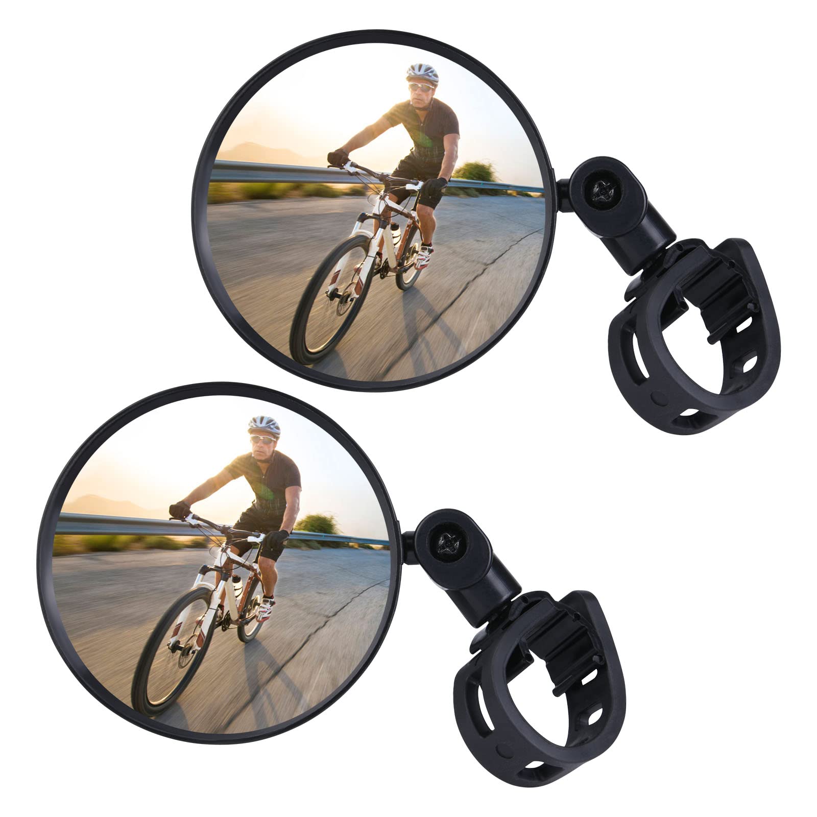 Flintronic 2Pack 360°Adjustable Bicycle Cycling Rear View Mirror, Plastic Convex Mirror with Rotatable Handlebar, For 15-35mm Handlebar Mountain Road Bike
