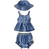 Lefyira Toddler Cowgirl Outfit Baby Girl Denim Set Ruffle Sleeveless Top and Bloomers Shorts Jeans Outfits Western Clothes