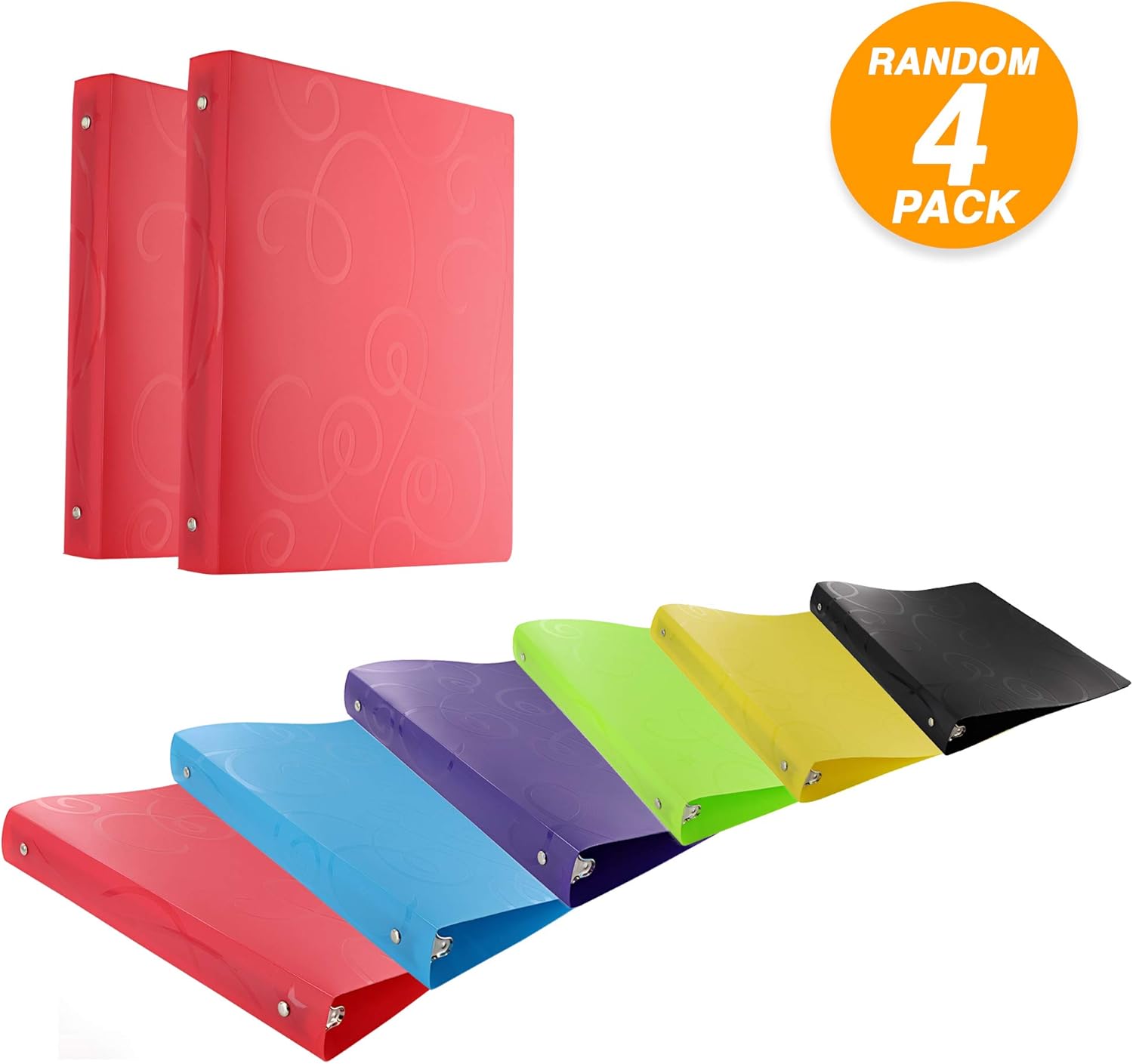 Emraw 1 Inch Swirl Poly 3Ring Binder with Pocket Storage