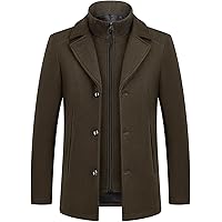 FTCayanz Men's Wool Coat Winter Slim Fit Pea Coats Single Breasted