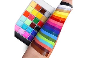 Lictin Face Body Painting Kit, 26 Colors Rainbow Body Paint for Kids Adults, Safe & Non-Toxic Water Based Split Cake Face Paint Palette, Party Makeup Set for Halloween Christmas Cosplay