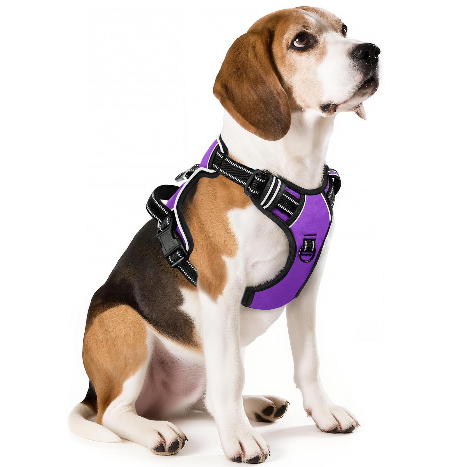 HEELE Dog Harness Medium No Pull Dog Vest Harness with Soft Padded Handle Reflective Dog Harness for Outdoor Training Walking, Purple, M