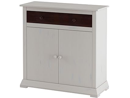 Floor Standing Cabinet Storage Cupboard Sideboard White 1 Drawer 2
