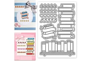 CONCHLERY Book Rating Clear Stamps Book Review Transparent Stamps Bookshelves Silicone Clear Seals for DIY Scrapbooking Photo