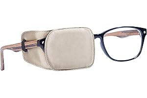 Astropic Silk Eye Patch for Adults Kids Glasses to Cover Either Eye (Medium, Khaki)