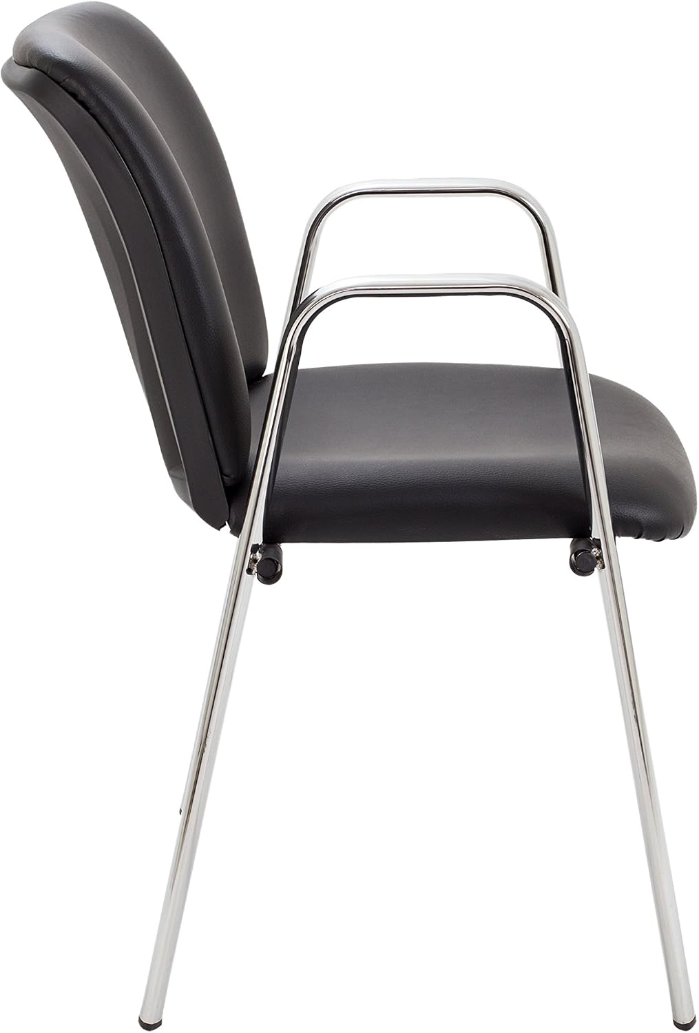 Office Hippo Heavy Duty Stackable Meeting Reception Armchair - Chrome Frame/Faux Leather - Image 4