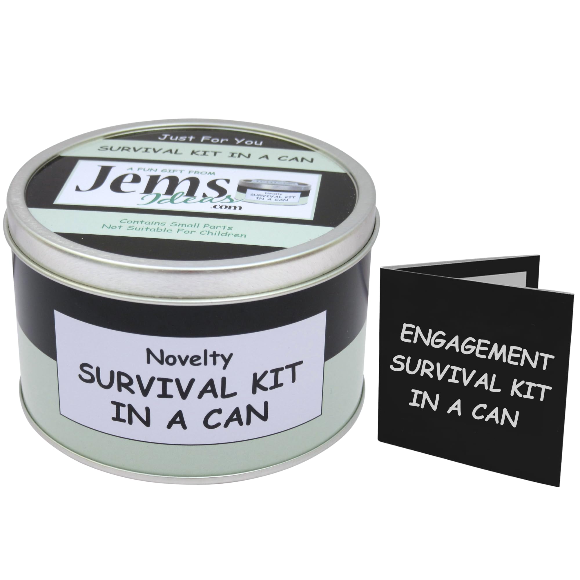 Survival Kit In A Can Engagement Funny Gift for Him – Novelty Present for Fiancé, Boyfriend or Future Husband – Fun & Unique Gift Box Keepsake for Men. Newly Engaged Gifts (Black/Mint)