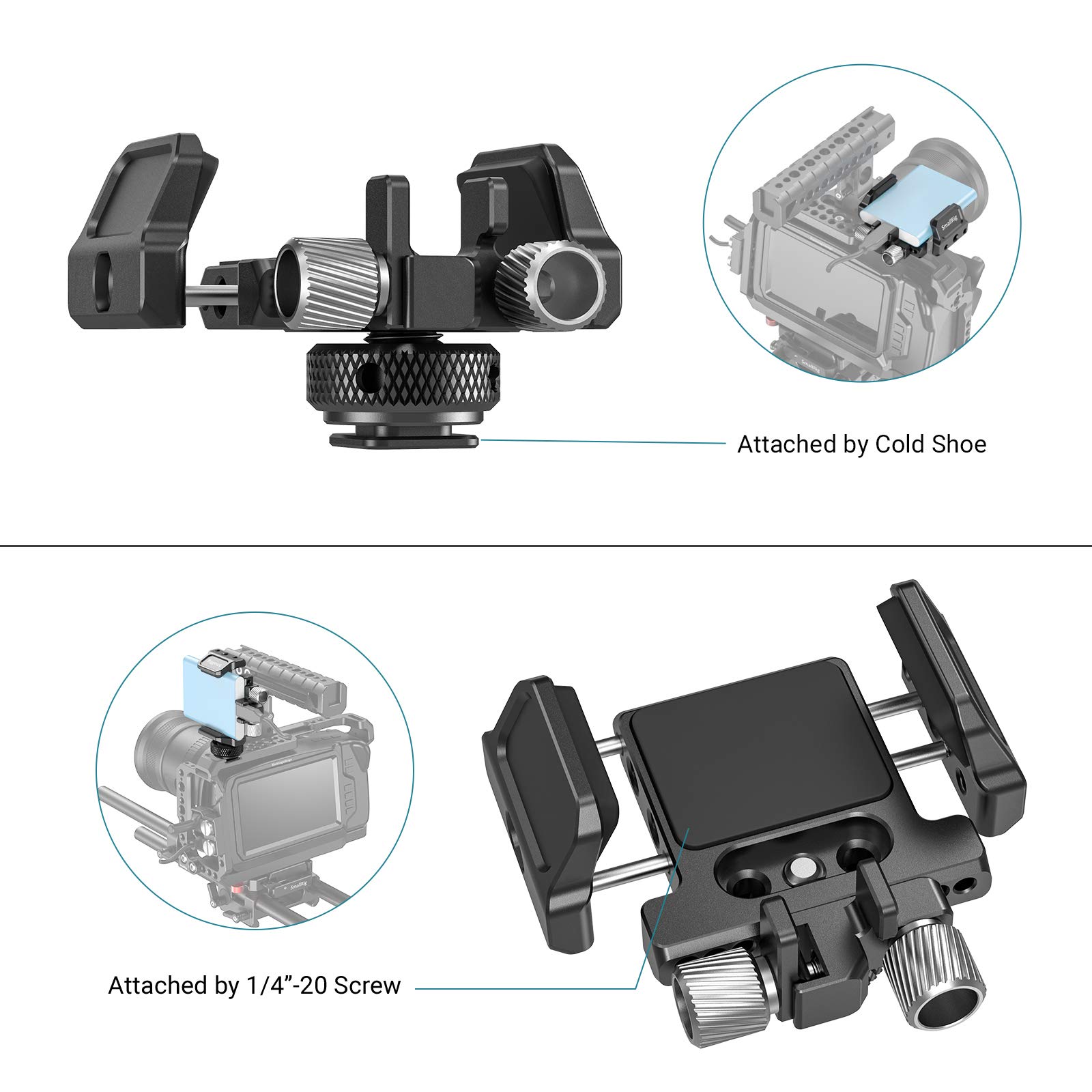 SMALLRIG SSD Mount Bracket SSD Holder for Samsung T5, for SanDisk, Compatible with Cage for BMPCC 4K & 6K, for Z Cam E2 & for Sigma fp, for iPhone 15 Pro Max Phone Cage