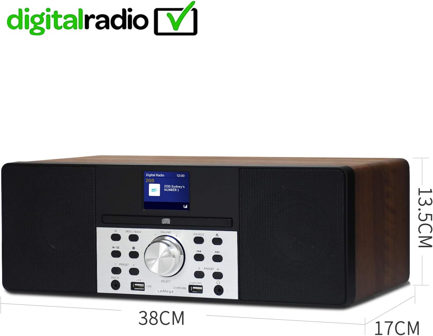 LEMEGA MSY1P CD Player with DAB/DAB+ & FM Radio, Bluetooth Streaming, 80W Stereo HiFi System, Full Colour Display, 60 Presets - Image 5