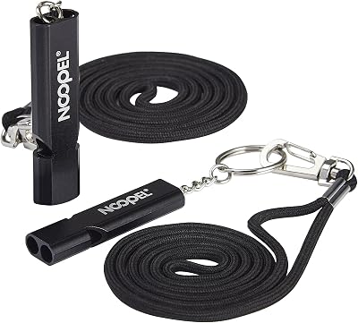 Noopel Emergency Survival Whistle 2 Pack with Lanyard Keychain Aluminum Alloy