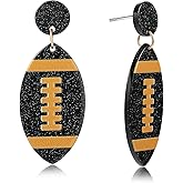 Gameday Football dangle Earrings for Women Glitter Team Color Jewelry for Football Mom Super Bowl Christmas Gift Idea Day to Day Wear Brown White Red White Stud Earrings Sports Fan Jewelry