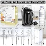 BAIGELONG 300W Hand Mixer, 5 Speeds + Turbo, 5 Attachments, Black view 8